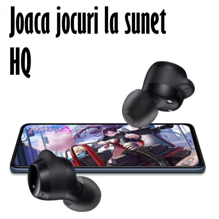 Casti Audio Wireless, Bluetooth 5.1, tip Earbuds cu Control Touch, Microfon, Noise Cancelling, True Wireless Stereo, tip Earpods Telefon, Universale, Carcasa magnetica, Negru Mat [6]