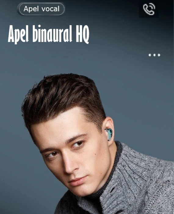 Casti Audio Wireless fara fir, Bluetooth 5.1, tip Earbuds cu Control Touch, Microfon, Noise Cancelling, True Wireless Stereo, tip Earpods Telefon, Universale, Carcasa magnetica, Negru [17]