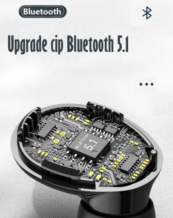 Casti Audio Wireless fara fir, Bluetooth 5.1, tip Earbuds cu Control Touch, Microfon, Noise Cancelling, True Wireless Stereo, tip Earpods Telefon, Universale, Carcasa magnetica, Negru [13]