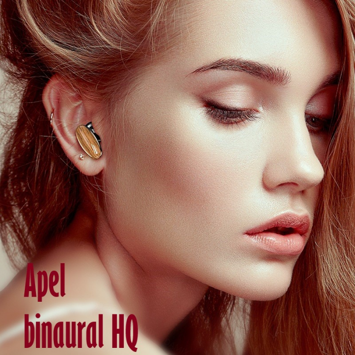 Casti Audio Wireless fara fir, Bluetooth 5.1, tip Earbuds cu Control Touch, Microfon, Noise Cancelling, True Wireless Stereo, tip Earpods Telefon, Universale, Carcasa magnetica, Lemn [4]