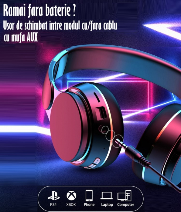 Casti True Wireless Stereo Pliabile, Microfon incorporat, Bluetooth 5.0, Bass Stereo, Noise Cancelling, Universale, Albastru [3]