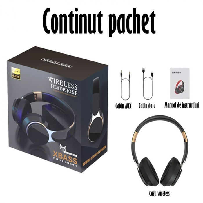 Casti True Wireless Stereo Pliabile, Microfon incorporat, Bluetooth 5.0, Bass Stereo, Noise Cancelling, Universale, Albastru [5]