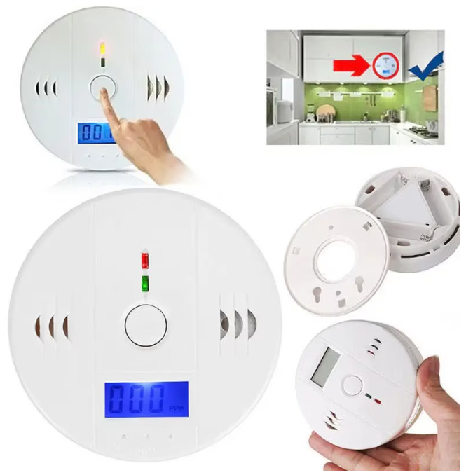 Detector de monoxid de carbon, Afisaj digital LCD, Alarma, Baterii Incluse, 11 x 11 x 4 cm, Alb [6]