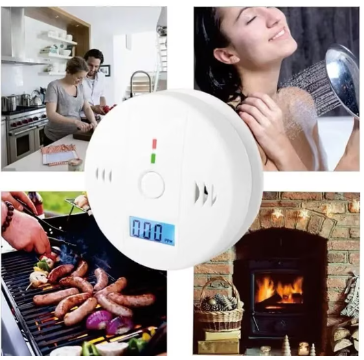 Detector de monoxid de carbon, Afisaj digital LCD, Alarma, Baterii Incluse, 11 x 11 x 4 cm, Alb [3]