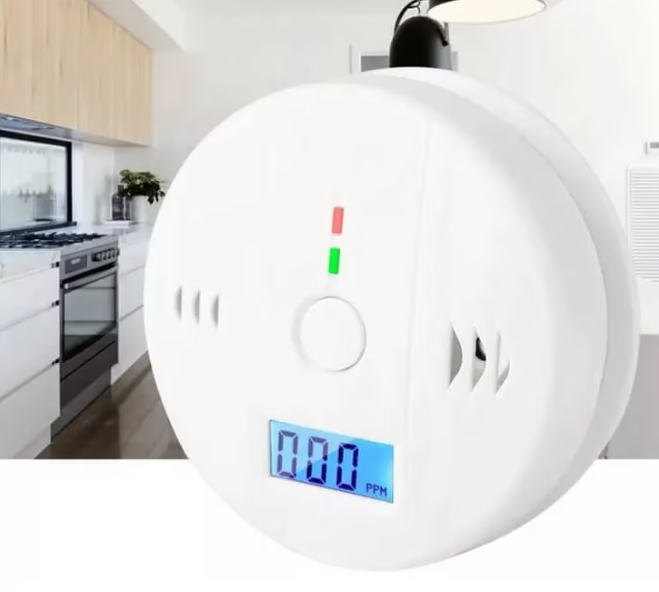 Detector de monoxid de carbon, Afisaj digital LCD, Alarma, Baterii Incluse, 11 x 11 x 4 cm, Alb [2]