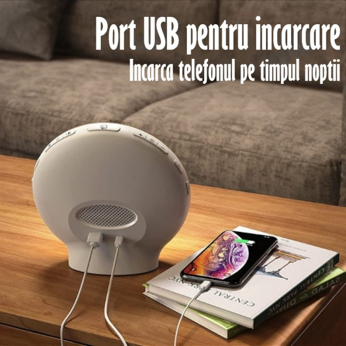 Lampa LED Inteligenta, Radio FM cu Ceas si Alarma, Simulare Rasarit si Apus de Soare, Sunete albe, 7 culori LED, Smart Wake-up light, Port USB [3]
