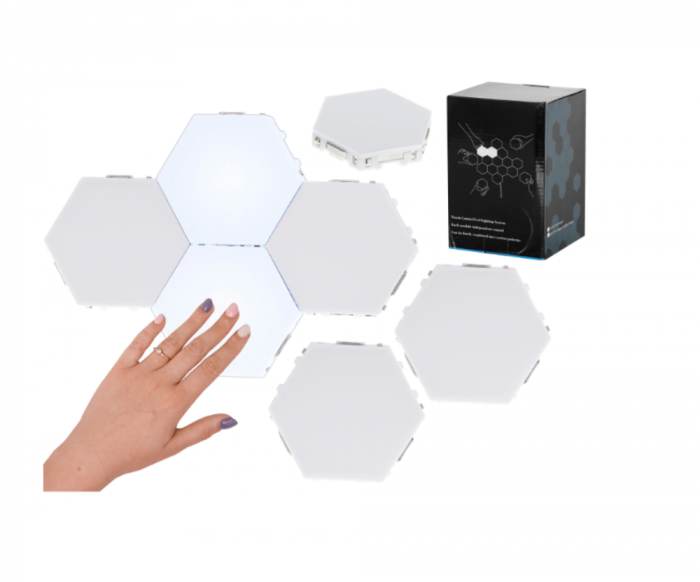 Lampa Modulara Hexagon cu Aprindere Prin Atingere Led, 6 Panouri Tactile [10]