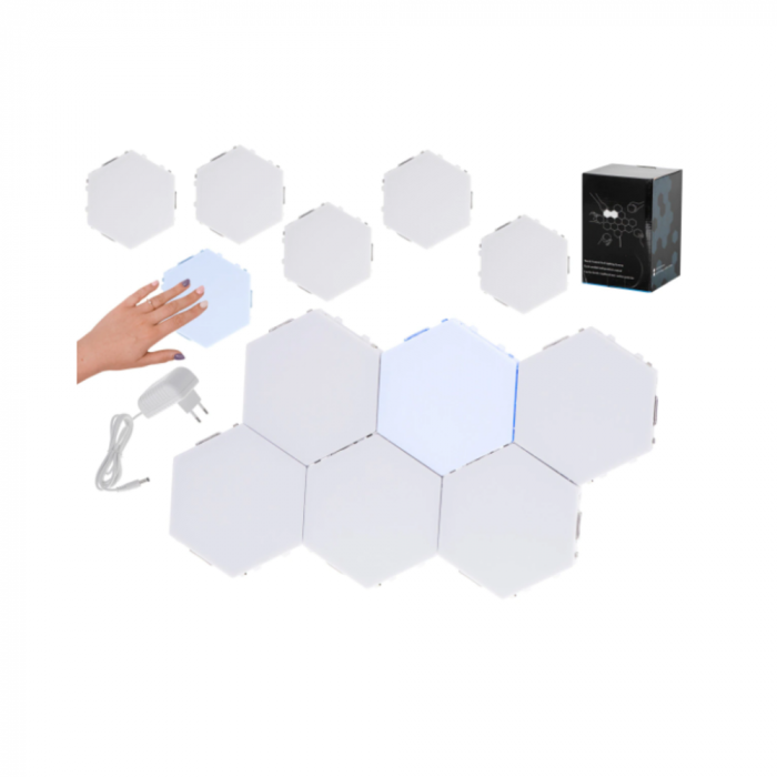 Lampa Modulara Hexagon cu Aprindere Prin Atingere Led, 6 Panouri Tactile [18]