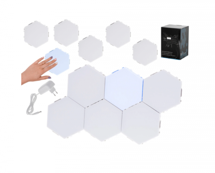 Lampa Modulara Hexagon cu Aprindere Prin Atingere Led, 6 Panouri Tactile [9]