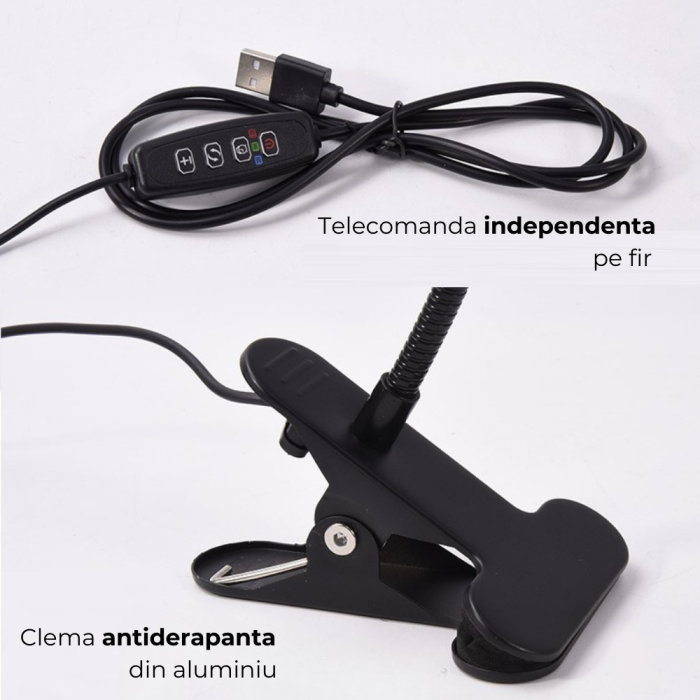 Lampa UV Full Spectrum pentru Cresterea Plantelor cu 3 picioare si 120 LED-uri, 40 w, Temporizator, Corp Reglabil, Clips si Adaptor USB, Lumina UV [11]