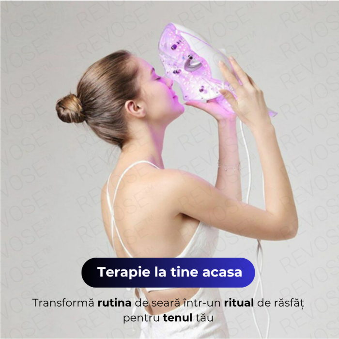 Masca de infrumusetare pentru fata si gat, cu 192 LED-uri si 7 Moduri de Culori, Anti-imbatranire, Anti-sebum, Anti-Acnee, Estompare Riduri fine, Eliminarea petelor si Diminuarea Cearcanelor, Tratamen [8]