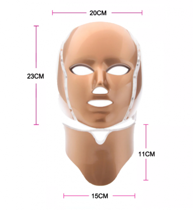 Masca pentru fata si gat, de Infrumusetare, cu 192 LED-uri si 7 Moduri de Culori, Anti-imbatranire, Anti-sebum, Anti-Acnee, Estompare Riduri fine, Eliminarea petelor si Diminuarea Cearcanelor, Tratame [3]
