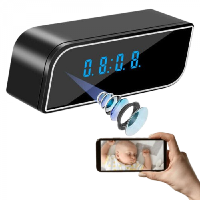 Mini camera Spy REVOSE™, WI-FI, IP, Ascunsa in Ceas Desteptator, Microfon, Infrarosu, 1080P, Activare la Miscare [1]