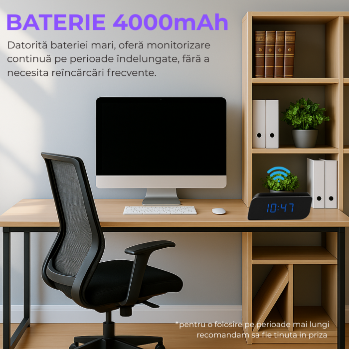 Mini camera Spy REVOSE™, WI-FI, IP, Ascunsa in Ceas Desteptator, Microfon, Infrarosu, 1080P, Activare la Miscare, Card Micro SD 32GB Inclus [8]