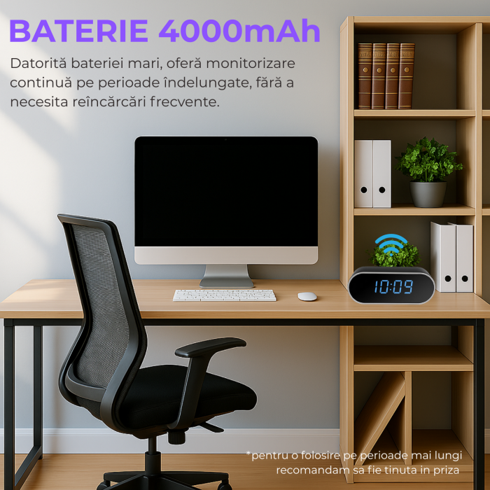 Mini camera Spy REVOSE™, WI-FI, IP, Ascunsa in Ceas Desteptator, Microfon, Infrarosu, 1080P, Activare la Miscare, Rotunda, Card Micro SD 64GB Inclus [6]