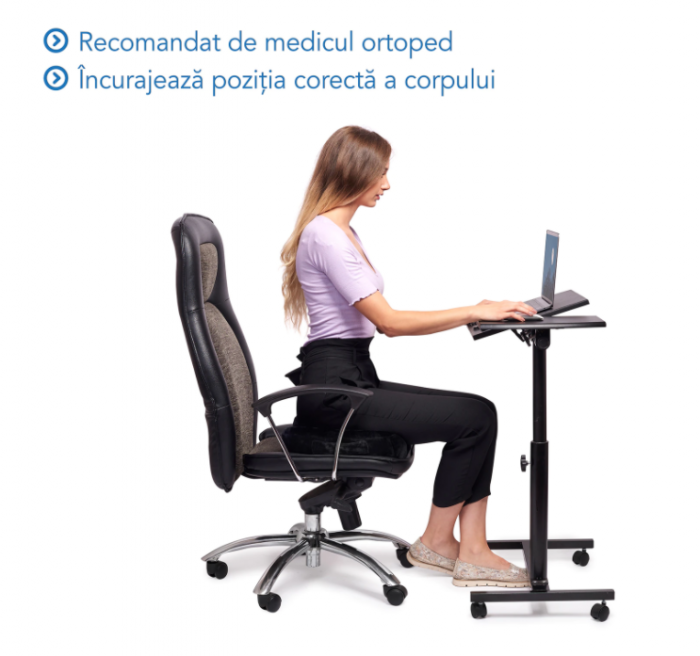 Perna Ortopedica din Spuma cu Memorie Pentru Sezut, Albastru [7]