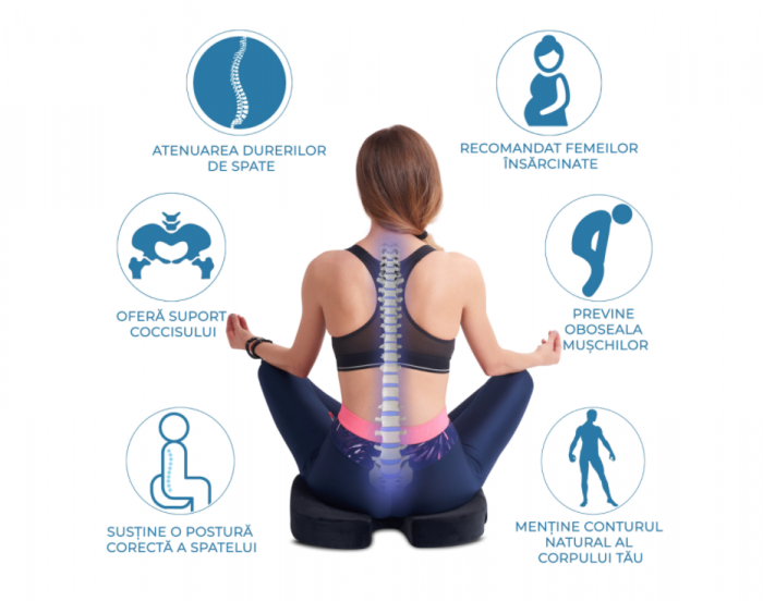 Perna Ortopedica din Spuma cu Memorie Pentru Sezut, Albastru [4]