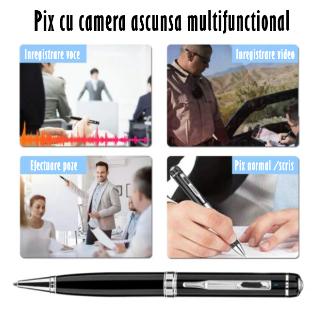 Pix Spion cu Camera 1080 Full HD si Microfon, Inregistrare Audio Video, Foto, Aparat Spion cu Camera Ascunsa [11]