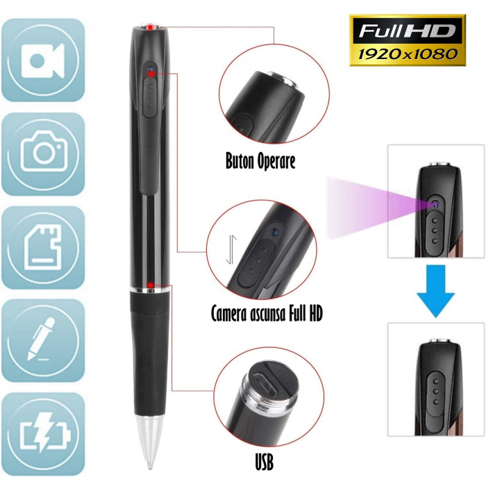 Pix Spion cu Camera 1080 Full HD si Microfon, Inregistrare Audio-Video, Foto, Aparat Spion cu Camera Ascunsa [4]
