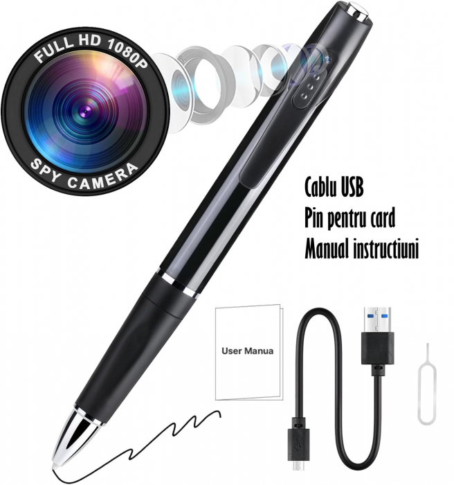 Pix Spion cu Camera 1080 Full HD si Microfon, Inregistrare Audio-Video, Foto, Aparat Spion cu Camera Ascunsa [6]
