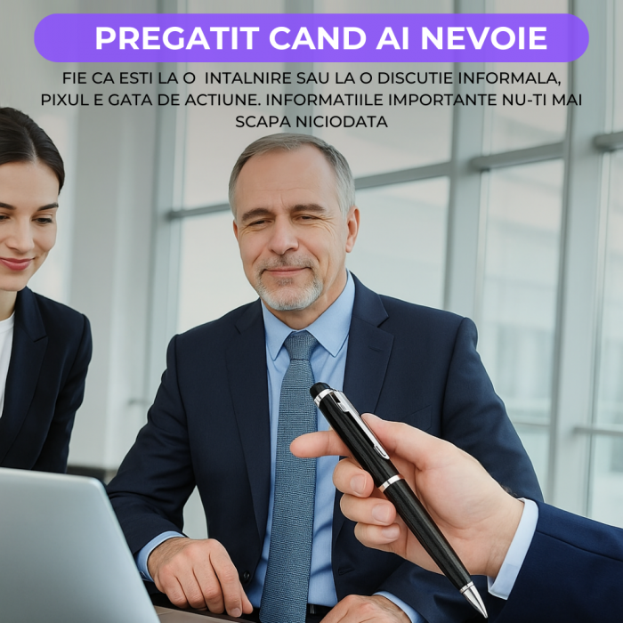 Pix Spion cu Reportofon Integrat, Revose™, Inregistrare Audio HD Discreta cu Activare Vocala, Peste 400 Ore Stocare Interna, Autonomie Mare, Functie USB pentru Transfer Rapid, Ideal pentru Sedinte, In [5]