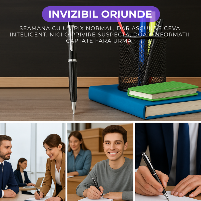 Reportofon Spion Integrat in Pix, Activare Vocală, peste 400 Ore Stocare, Înregistrare Discretă, USB, Autonomie Mare, Audio HD, Dispozitiv Spionaj Ascuns, Ideal pentru Ședințe, Interviuri, Cursuri, Ca [7]