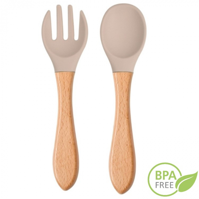 Set Complet Diversificare din Silicon, Farfurie cu Tacamuri, Bavetica, Cana-Pahar, Bol cu Lingura si Furculita, Bej [16]