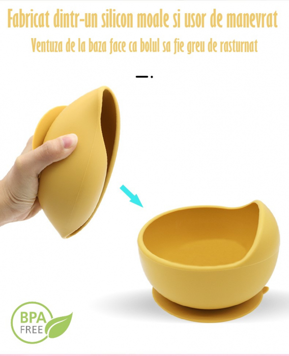 Set Complet Diversificare din Silicon, Farfurie cu Tacamuri, Bavetica, Cana-Pahar, Bol cu Lingura si Furculita, Bej [10]