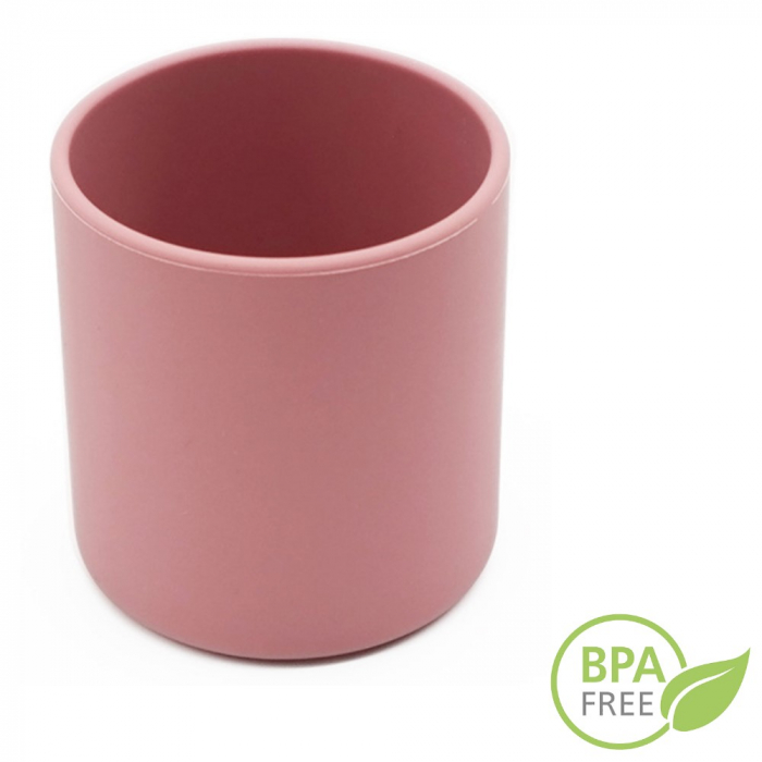 Set Complet Diversificare din Silicon, Farfurie cu Tacamuri, Bavetica, Cana-Pahar, Bol cu Lingura si Furculita, Dark Pink [18]