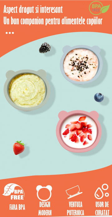 Set Complet Diversificare din Silicon REVOSE™, Farfurie cu Tacamuri, Bavetica, Cana-Pahar, Bol cu Lingura si Furculita, Mango [6]