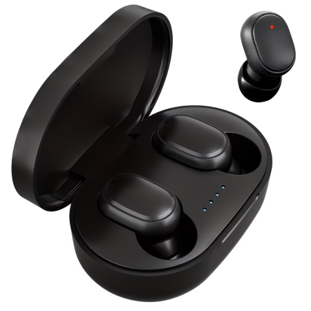 Casti Wireless - Casti Audio Wireless fara fir, Bluetooth 5.1, cu Control Touch, Microfon, Noise Cancelling, True Wireless Stereo, Universale, Carcasa magnetica, Negre