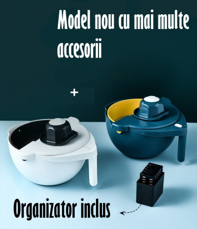 Bol Multifunctional 9 in 1 cu 6 Atasamente razatoare, Aparat de decojit inclus, Functie strecuratoare [8]