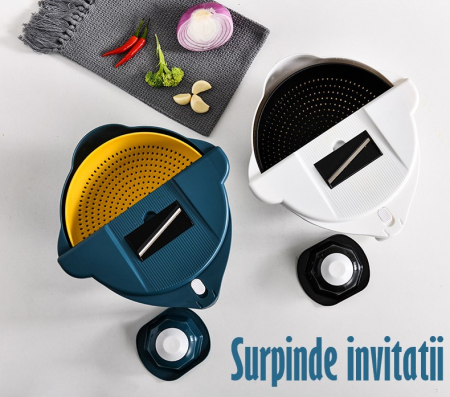 Bol Multifunctional 9 in 1 cu 6 Atasamente razatoare, Aparat de decojit inclus, Functie strecuratoare [2]