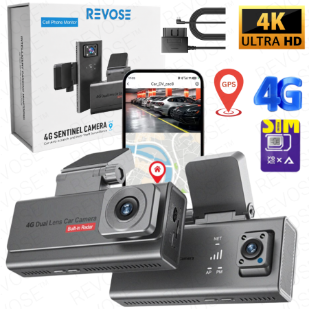 Camere Auto - Camera Auto de Bord 4G cu GPS, Dual Lens 3MP + 3MP, Full HD, Monitorizare Parcare 24/7, Detectie Miscare, Detectie Vibratie, Detectie Radar
