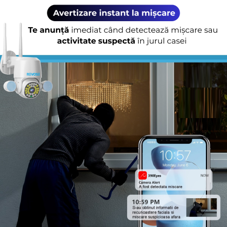 Camera de Supraveghere Video 5MP 2560x1920, Aplicatie Dedicata, Intelligent Tracking, PTZ, WIFI, Lan, AP hotspot, Micro SD, Rotire, Alarma miscare, Interior si Exterior, Dual Flash [3]