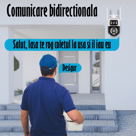 Camera de Supraveghere Video Dual Lens 4K REVOSE™ 8MP 2560x1920, Aplicatie Dedicata, Intelligent Tracking, PTZ, WIFI, Lan, AP hotspot, Micro SD, Rotire, Alarma miscare, Interior si Exterior, Dual Came [10]