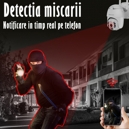 Camera de Supraveghere Video REVOSE™ 5MP 2560x1920, Aplicatie Dedicata, Intelligent Tracking, PTZ, WIFI, Lan, AP hotspot, Micro SD, Rotire, Alarma miscare, Interior si Exterior, Alb, Card Micro SD 32G [2]
