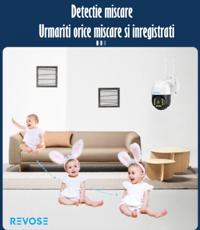 Camera de Supraveghere Video REVOSE™ 5MP 2560x1920, Aplicatie Dedicata, Intelligent Tracking, PTZ, WIFI, Lan, AP hotspot, Micro SD, Rotire, Alarma miscare, Interior si Exterior, Resigilat [13]