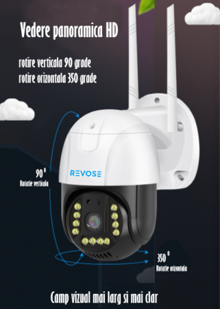 Camera de Supraveghere Video REVOSE™ 5MP 2560x1920, Aplicatie Dedicata, Intelligent Tracking, PTZ, WIFI, Lan, AP hotspot, Micro SD, Rotire, Alarma miscare, Interior si Exterior, Resigilat [10]