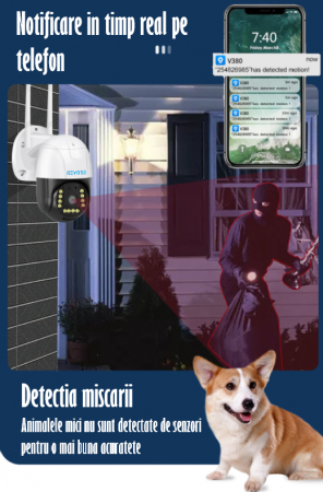 Camera de Supraveghere Video REVOSE™ 5MP 2560x1920, Aplicatie Dedicata, Intelligent Tracking, PTZ, WIFI, Lan, AP hotspot, Micro SD, Rotire, Alarma miscare, Interior si Exterior, Resigilat [9]