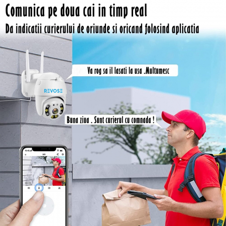 Camera de Supraveghere Video REVOSE™ 5MP 2560x1920, Aplicatie Dedicata, Intelligent Tracking, PTZ, WIFI, Lan, AP hotspot, Micro SD, Rotire, Alarma miscare, Interior si Exterior, Alb [11]