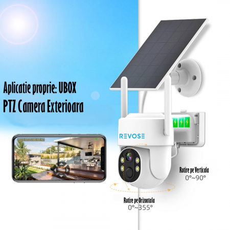 Camera de Supraveghere Video REVOSE™ 5MP 2560x1920, Aplicatie Dedicata, Intelligent Tracking, PTZ, WIFI, Lan, AP hotspot, Micro SD, Rotire, Alarma miscare, Interior si Exterior, cu Incarcare Solara [3]