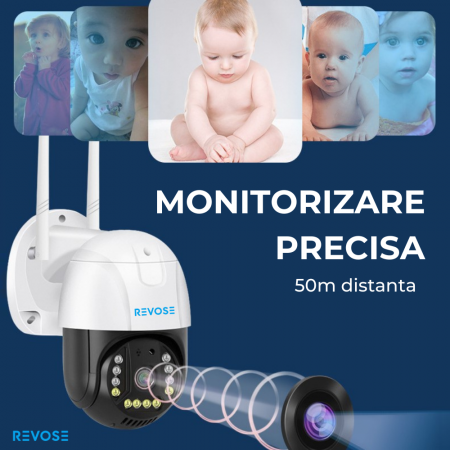 Camera de Supraveghere Video REVOSE™ 5MP 2560x1920, Aplicatie Dedicata, Intelligent Tracking, PTZ, WIFI, Lan, AP hotspot, Micro SD, Rotire, Alarma miscare, Interior si Exterior [10]