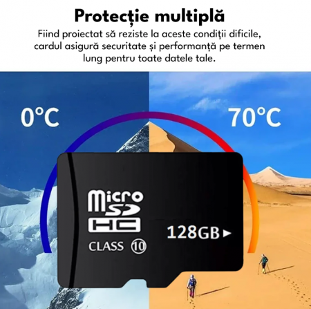 Card de memorie MicroSD, 128 GB, Clasa 10, pentru telefon, camera video de supraveghere, aparat foto, rezistent la apa IPX6 [4]