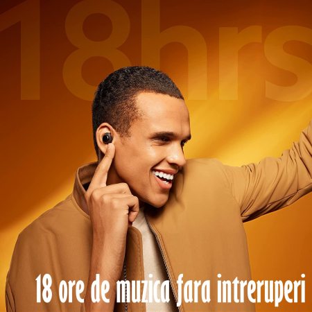 Casti Audio Wireless, Bluetooth 5.1, tip Earbuds cu Control Touch, Microfon, Noise Cancelling, True Wireless Stereo, tip Earpods Telefon, Universale, Carcasa magnetica, Negru Mat [7]