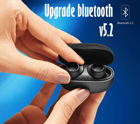 Casti Audio Wireless, Bluetooth 5.1, tip Earbuds cu Control Touch, Microfon, Noise Cancelling, True Wireless Stereo, tip Earpods Telefon, Universale, Carcasa magnetica, Negru Mat [3]