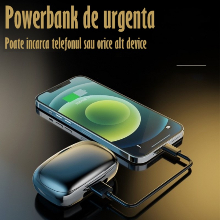 Casti Audio Wireless fara fir, Bluetooth 5.1, tip Earbuds cu Control Touch, Microfon, Noise Cancelling, True Wireless Stereo, tip Earpods Telefon, Universale, Carcasa magnetica, Black [9]