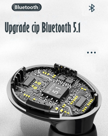 Casti Audio Wireless fara fir, Bluetooth 5.1, tip Earbuds cu Control Touch, Microfon, Noise Cancelling, True Wireless Stereo, tip Earpods Telefon, Universale, Carcasa magnetica, Negru [12]