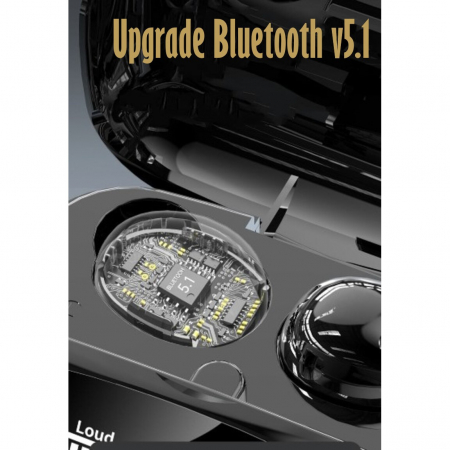 Casti Audio Wireless fara fir, Bluetooth 5.1, tip Earbuds cu Control Touch, Microfon, Noise Cancelling, True Wireless Stereo, tip Earpods Telefon, Universale, Carcasa magnetica, Black [3]