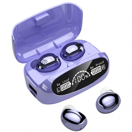 Toate categoriile - Casti Audio Wirelesss fara fir, Bluetooth 5.1, tip Earbuds cu Control Touch, Microfon, Noise Cancelling, True Wireless Stereo, tip Earpods Telefon, Universale, Carcasa magnetica, Mov